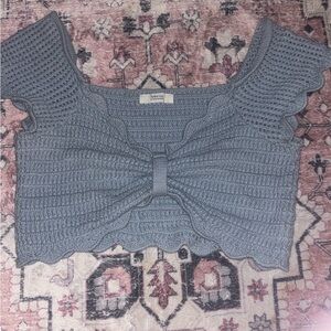 Vince Gray Cropped Knit Top
